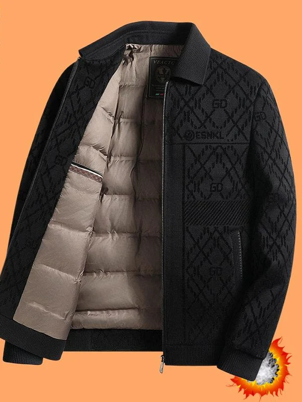 

Утепленная зимняя пуховая куртка для мужчин: повседневный модный стиль, вышитый воротник, деловой стиль, теплая верхняя одежда для активного отдыха