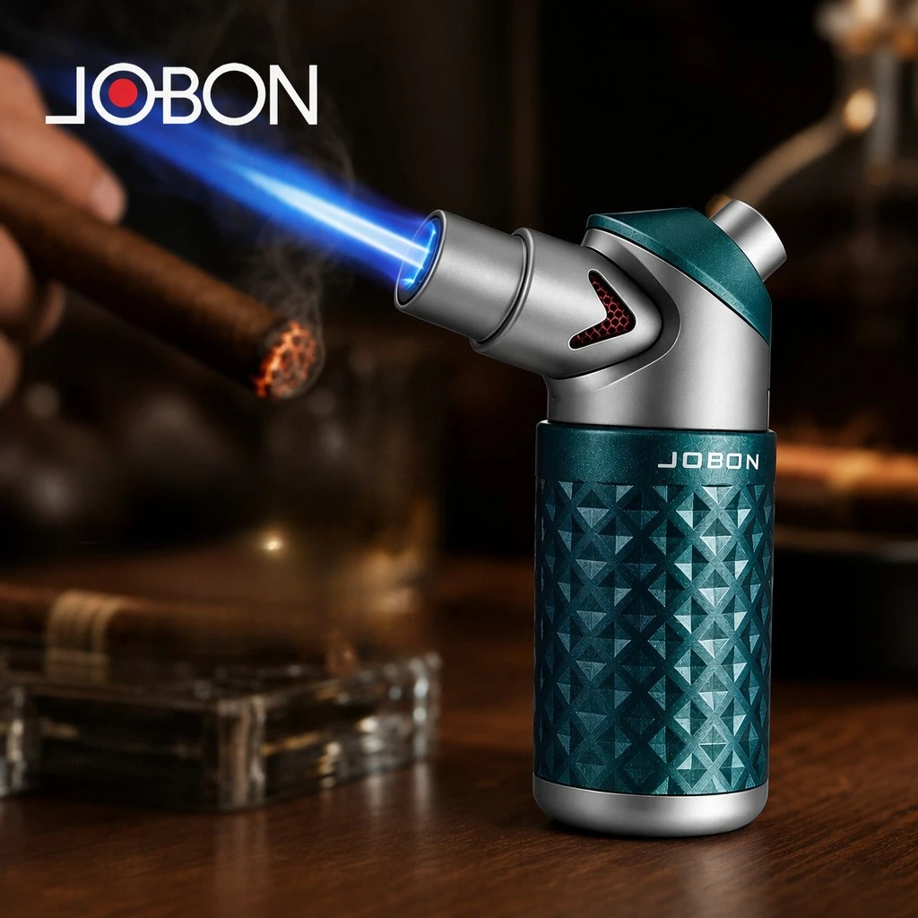 New Jobon High-End Blue Flame Direct-Acting Windproof Lighter with Cigar-Safe Lock Ignition