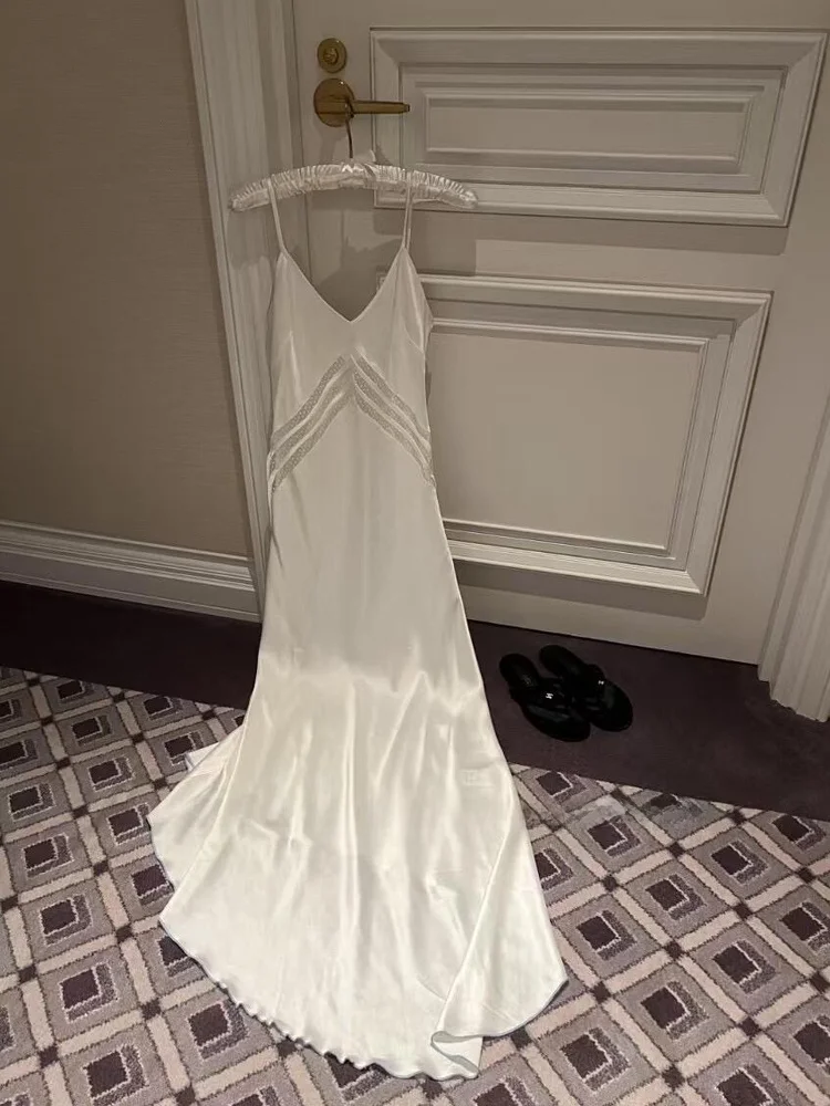 Ele الدانتيل لصق الساتان طويل الدكتور المرأة الصيف Faion الدعاوى فستاين سهرة/فساتين الحفلات مربوط الخصر الاغراء V-Ne Svel Dr #3