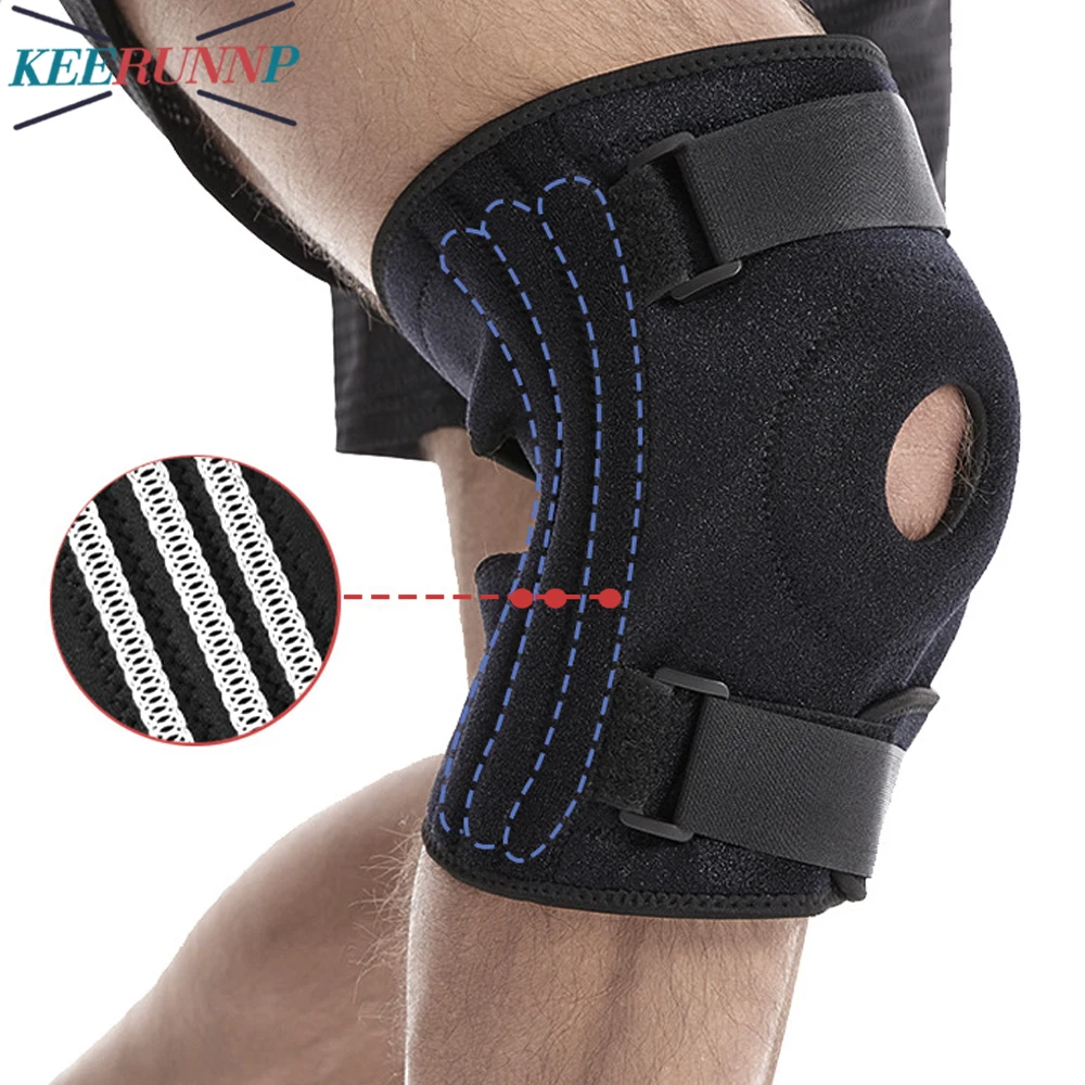 1 Stück Kniebandage für Männer und Frauen – verstellbare Patella-Kompressions-Kniestütze für Arthritis, Kniebandage in Übergröße, Seitenstabilisatoren