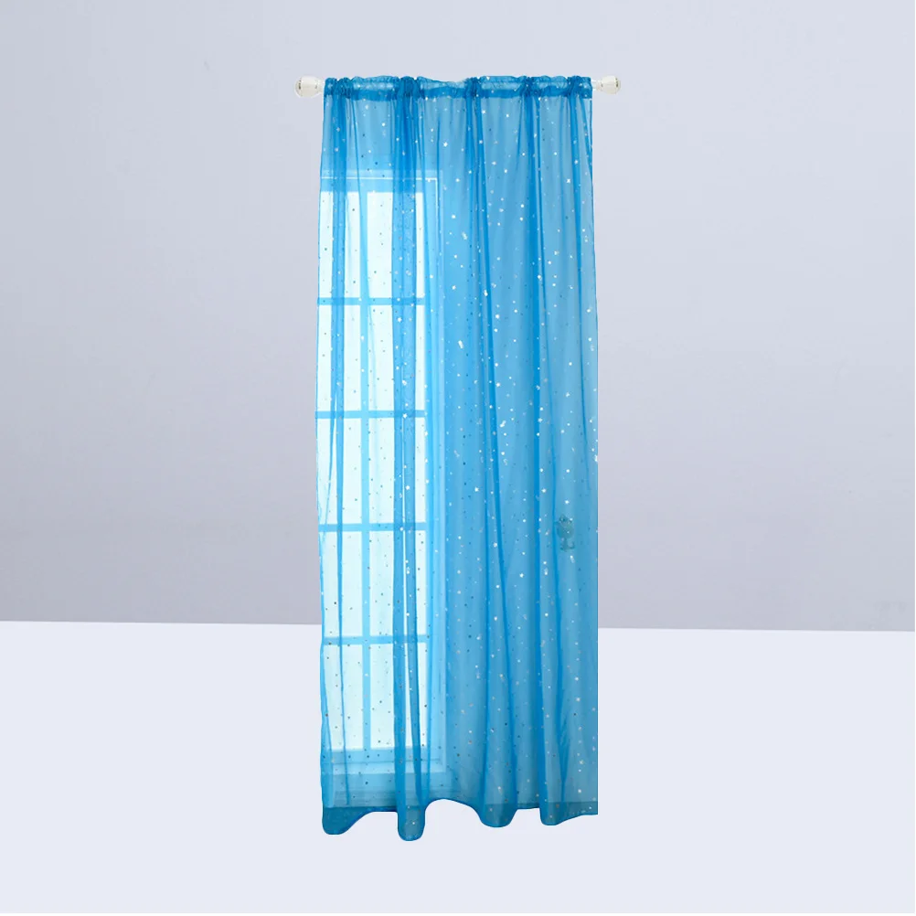 

1pcs Sheer Curtains 100X200Cm Blue Star Print Polyester Fabric Romantic Window Curtain For Bedroom Living Room Room Voile