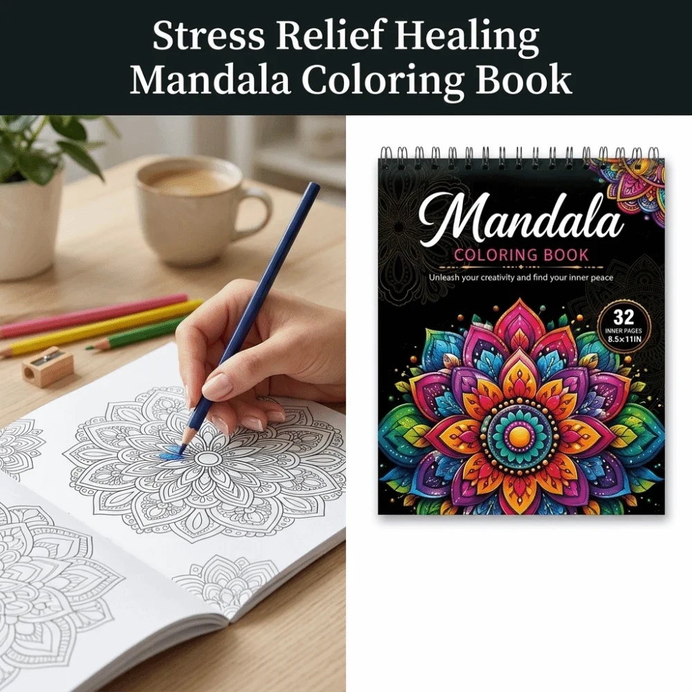 32 Patterns Mandala Coloring Book Mindful Relaxation Stress Relief Adult Graffiti Coloring Book Spiral Bound