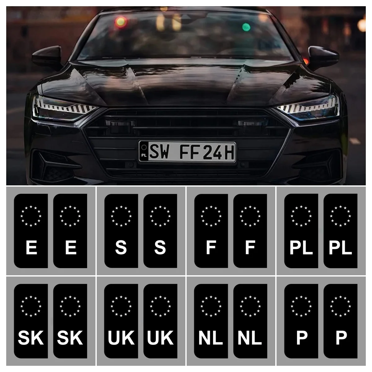 

EU Car Stickers Vinyl for Car Motorcycle, Waterproof UV Resistant Number Plate Decals Safety Tested
