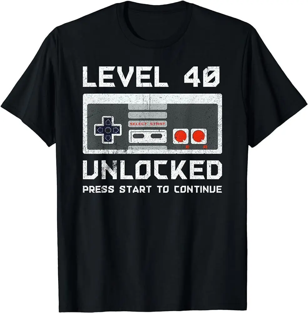 40 Year Old Forty Birthday Gift Level 40 Unlocked Gamer T-Shirt