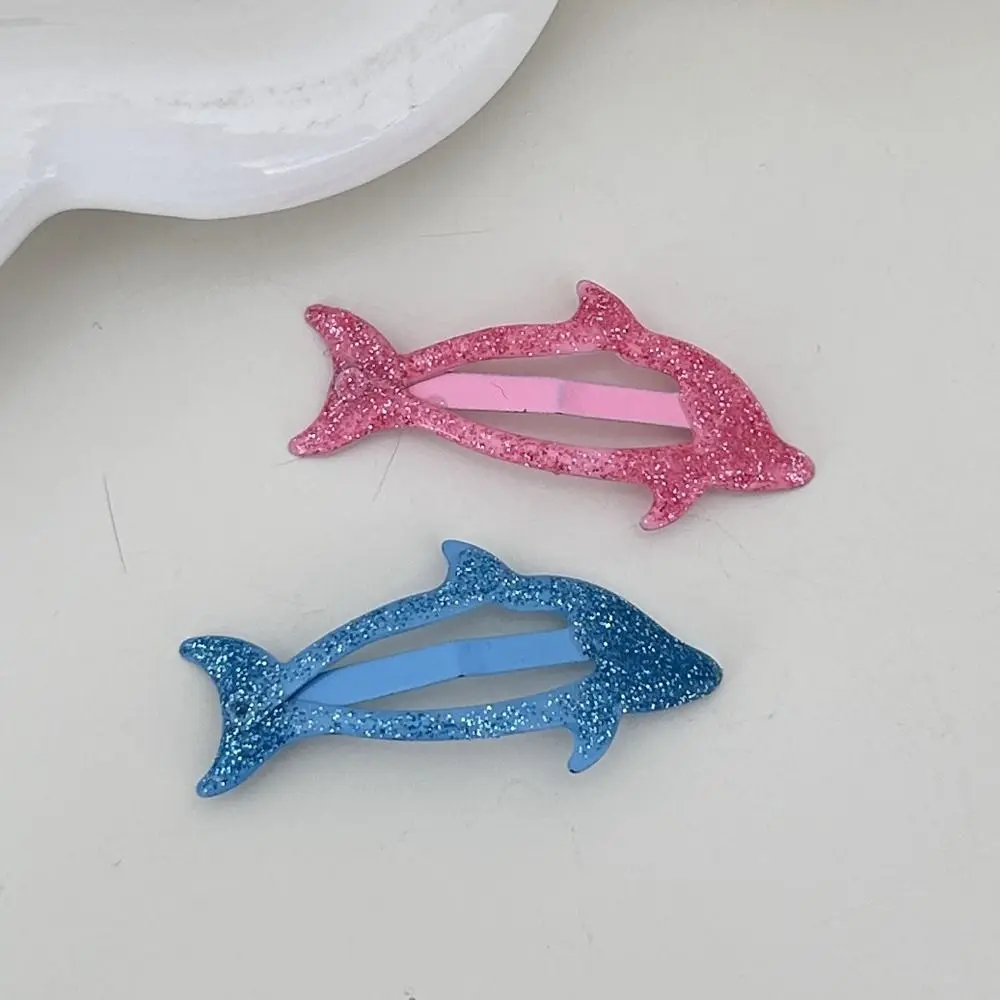 Cute Animals Sequin Dolphin Hair Clip Y2k Cute Children Hairpin Colorful Hollow Glitter Hairpin Streetwear