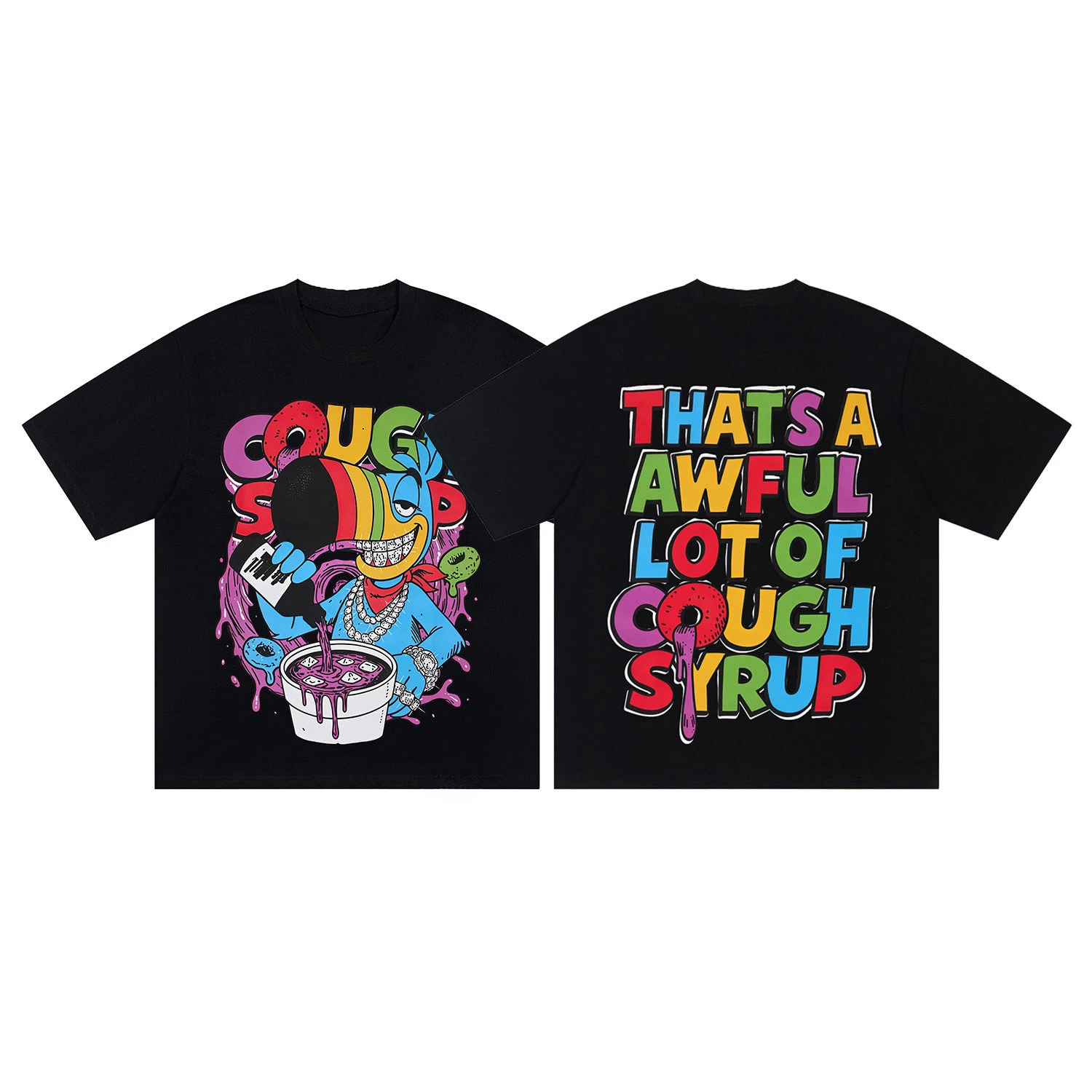 Summer That A Lot of Awful Cough Syrup American-style High Street Short-sleeved T-shirt for Both Men and Women Cotton