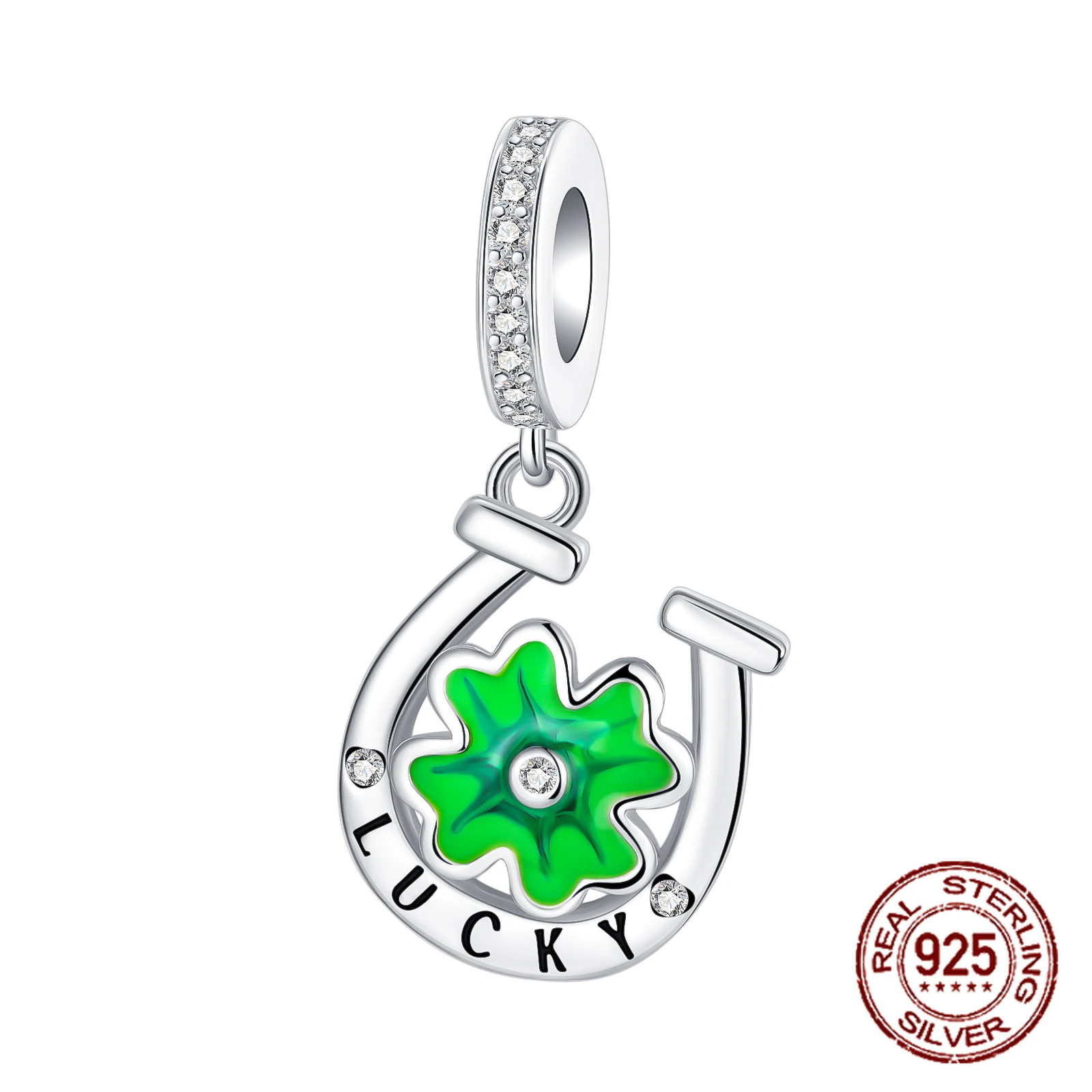 S925 Sterling Silver Green Series Four leaf clover Pendant Fit 4MM hole diameter DIY Beads Fashion For Women Jewelry Gift Hot