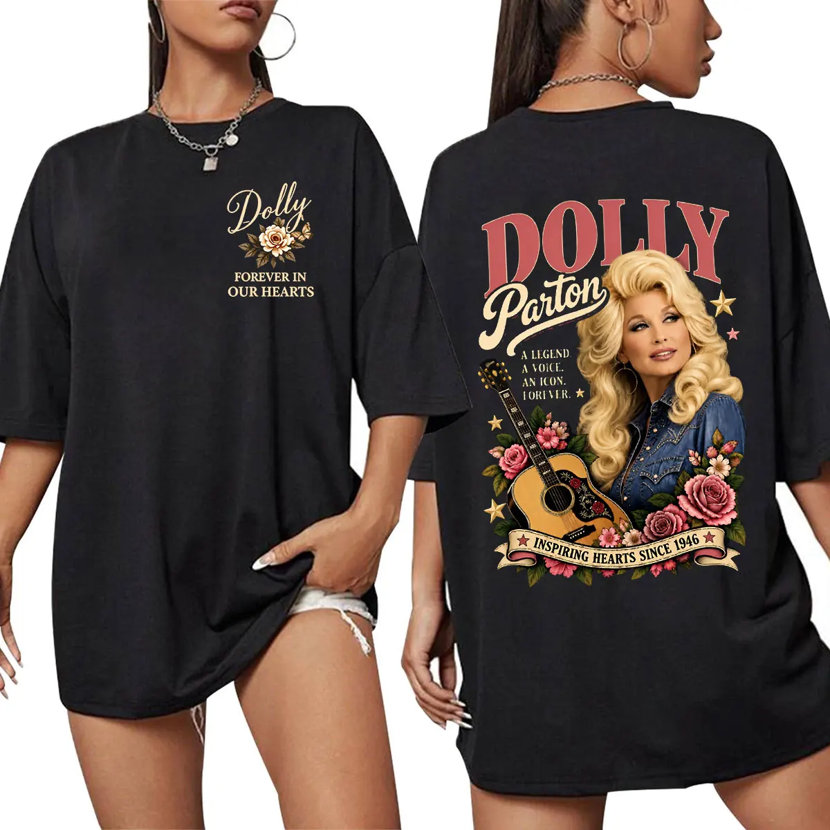 Tribute Legend Singer Dolly Parton Country Music T Shirts Men Women Clothing Fashion 100% Cotton Short Sleeves Oversized T-shirt