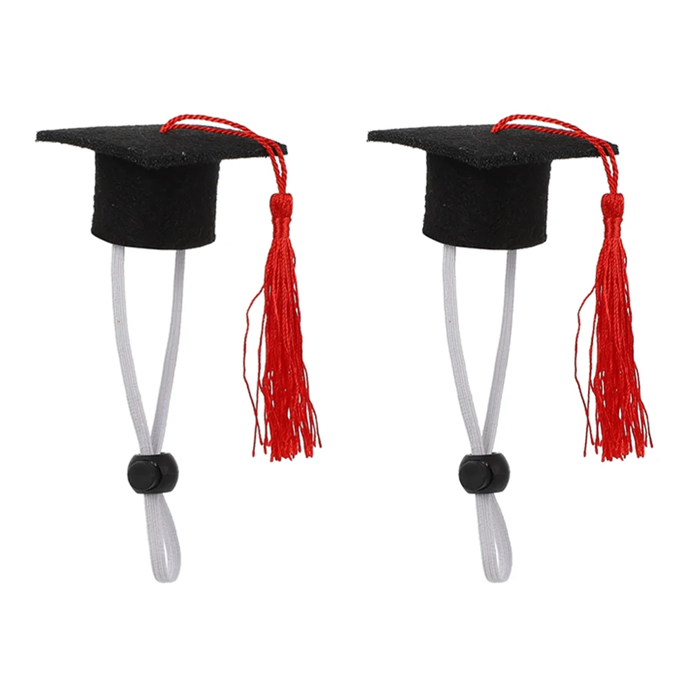 

2Pcs Elastic Doctorial Hat Dog Cosplay Pet Clothing Cap Accessory Puppy Graduation Party Supplies Small Pets Decorative Dog