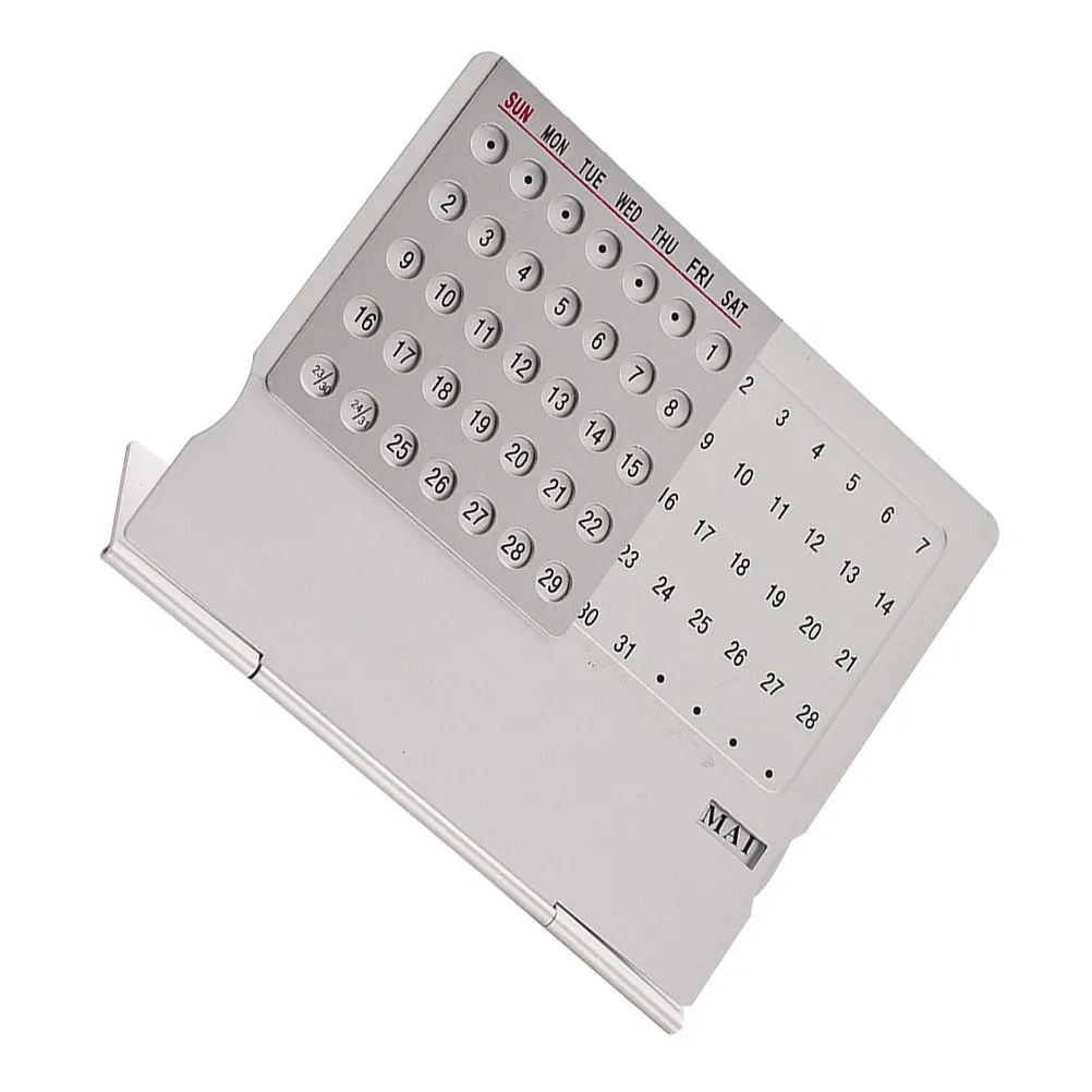 

1 шт. миниатюрный алюминиевый металлический настольный календарь, ультратонкий, легкий, ежегодный органайзер для дома, офиса, школы, металлический календарь