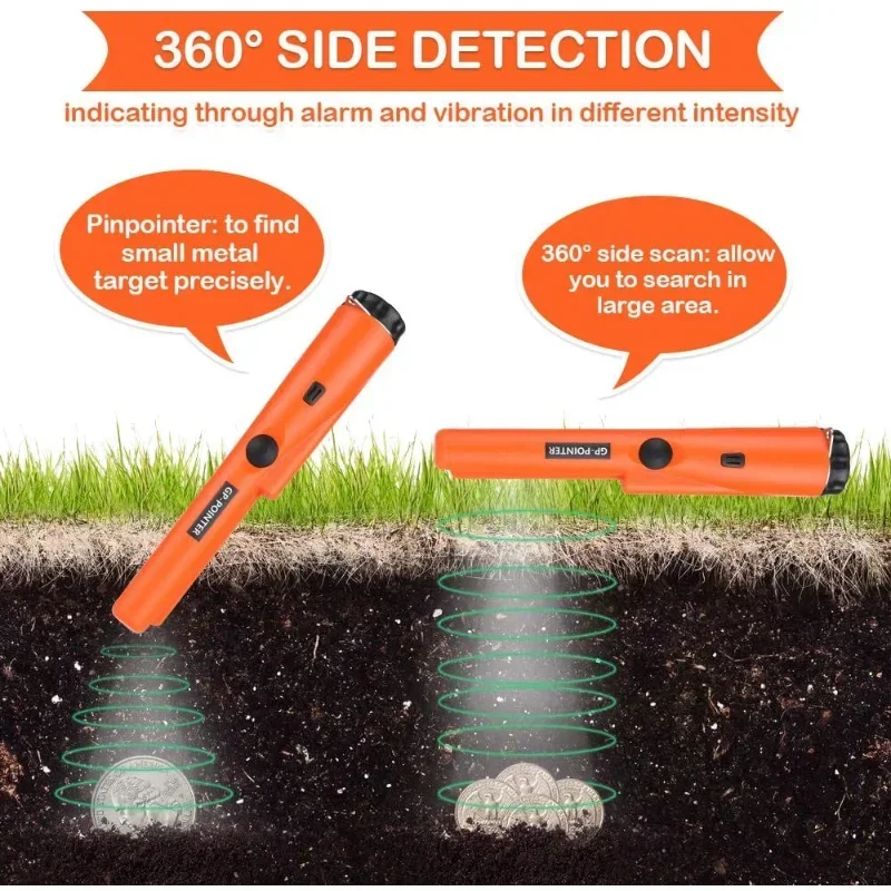 Wasserdichter Handmetalldetektor für Metallmünzen Gold, wasserdicht, kostenloser Versand, professionell, Zeigerpunkt