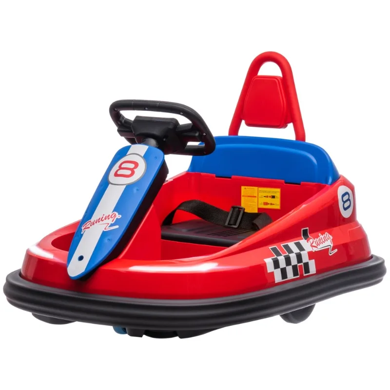 360° Rotation 6V Kids Electric Ride on Bumper Car with EVA Bumper Edges, Twins Motor, Songs, Horn, Safety Belt for 18-48 Months