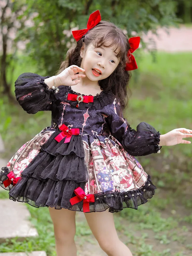 Autumn Spanish Children's Lolita Princess Dress Baby Girl Birthday Dress Christmas Party Wedding Dress Kids Festivals Dress