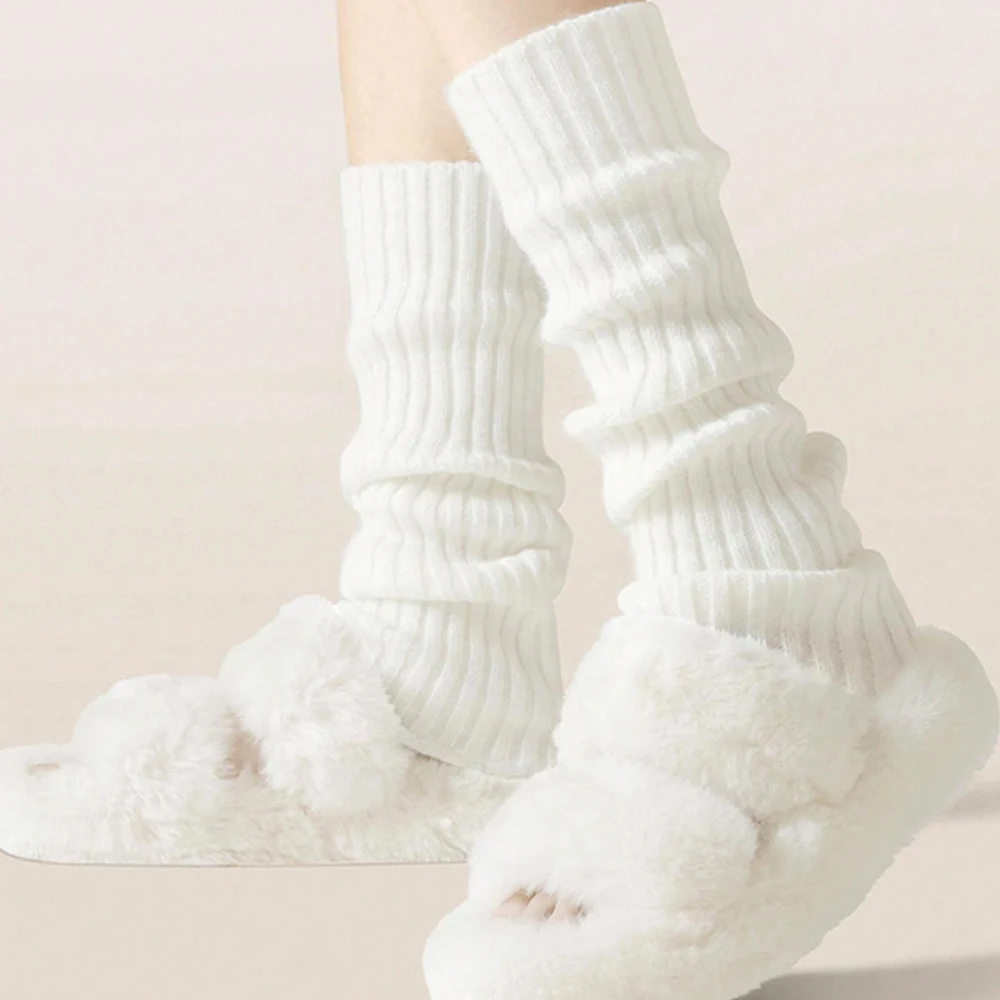 1 Para Klasycznych Dzianinowych Ocieplaczy na Nogi, Prążkowane Podkolanówki, Damskie Skarpety, Dzianinowe podkolanówki zapewniające komfort