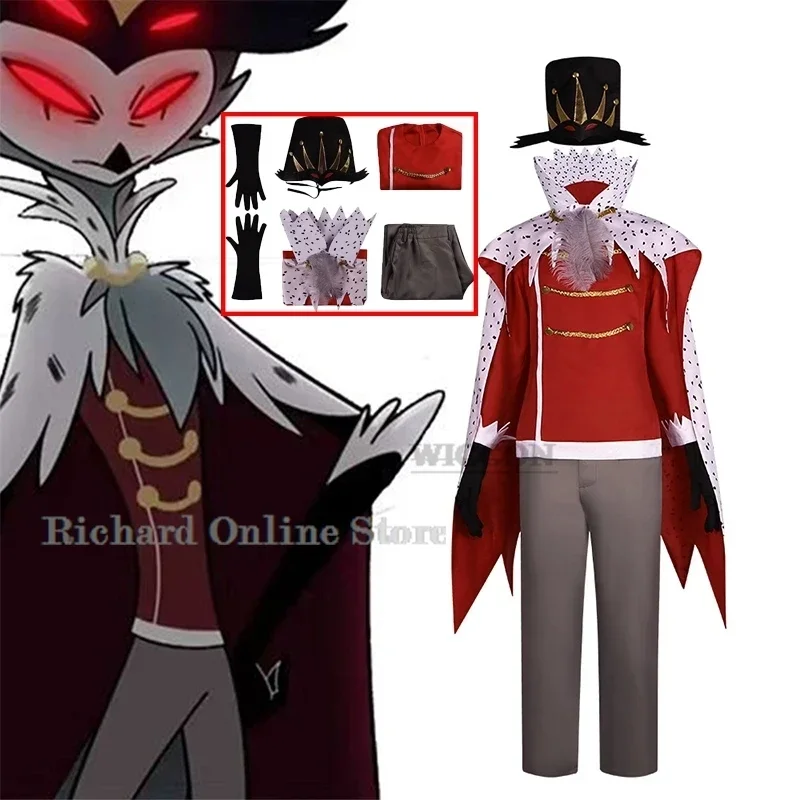 

Anime Boss Hasbin Cosplay Helluva Stolas Costume Hat Cloak Suit Uniform Halloween Party Clothes Set adult men costume hazbin$0$k