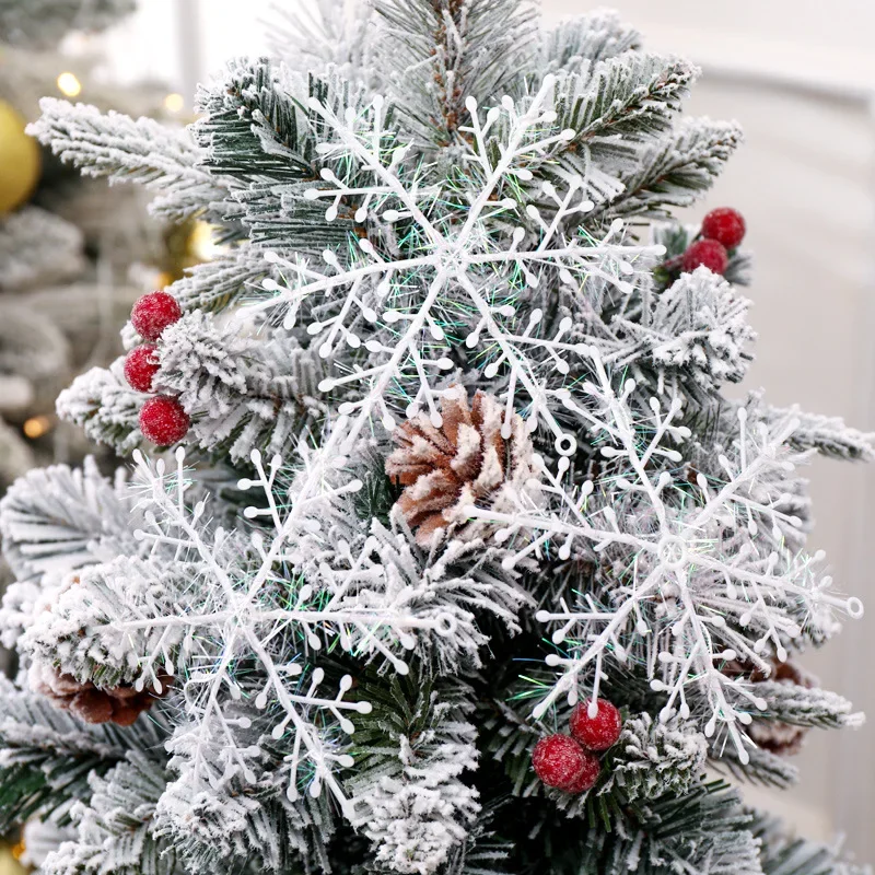 

Brushed Snowflake Ornaments Christmas Party Supplies Plastic Snowflake Decoration Snowflake Hanging Ornaments Holiday Home Decor