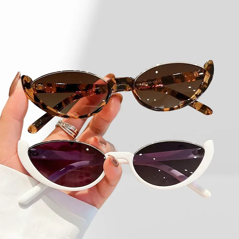 

Retro Small Half Frame Sunglasses Women Cat Eye Trendy Vintage Modern Eyewear Fashion Luxury Brand Designer Sun Glasses