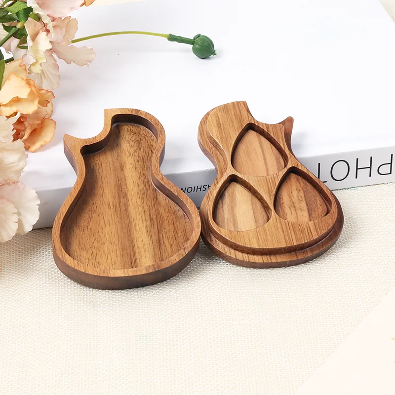 Guitar Pick Box Holder With 3 Pcs Wooden Guitar Picks Wooden Collector For Present Music Instrument Guitar Bass