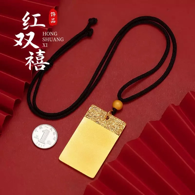 9999 pure gold 24K gold male and female pendant, used for peace, auspicious clouds, worry free, gold jewelry couple pendant