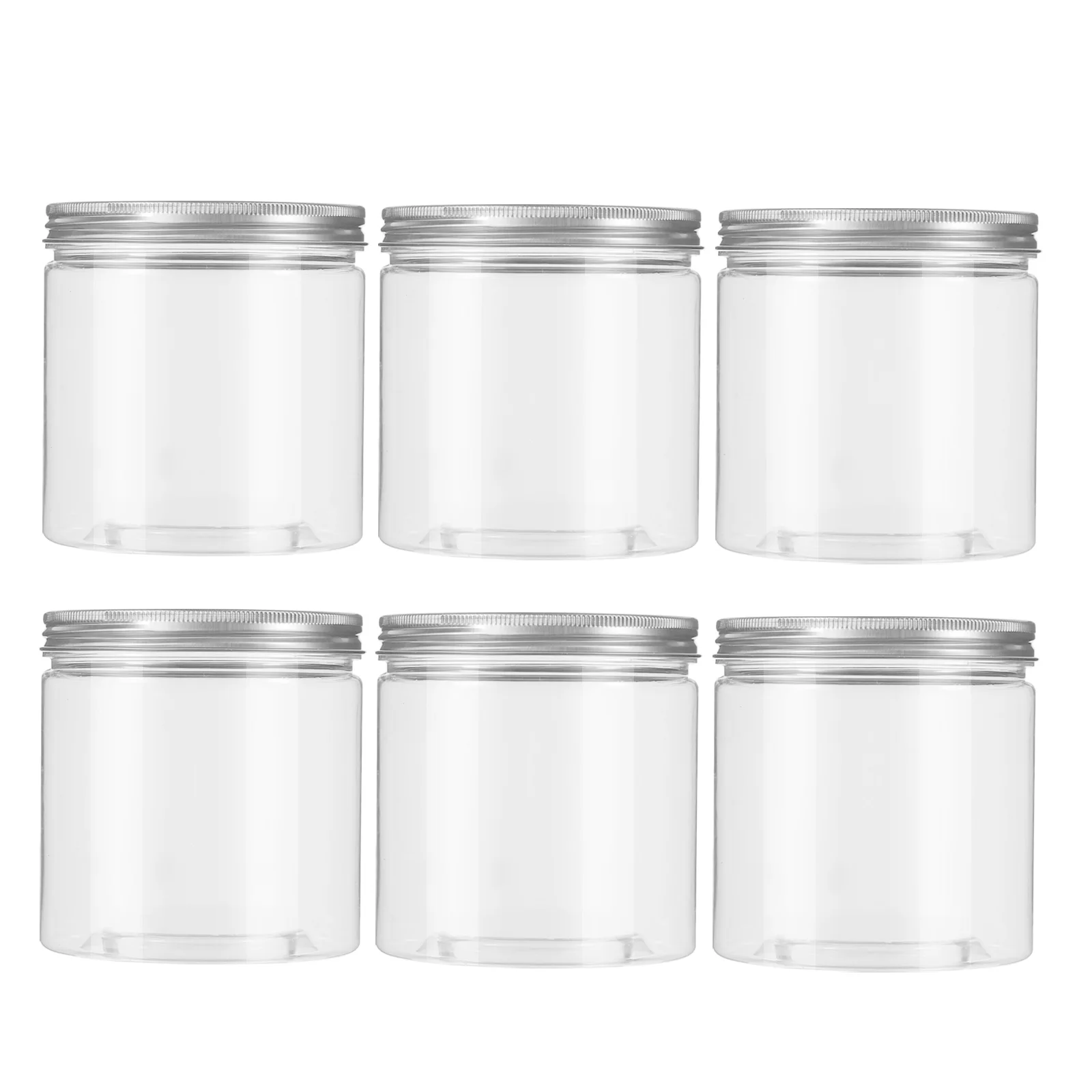 

6 pcs Sealed Jar Kitchen Storage Container Food Cereals Bottle Clear Cap Transparent Plastic Aluminum Safe Packaging