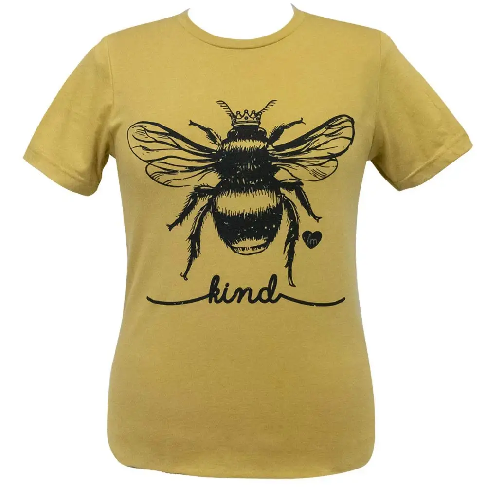 Lulu  Bee Kind Heather Mustard Short Sleeve T-Shirt Anime Graphic T-shirts for Men Clothing Women Tees High Quality 100%Cotton S