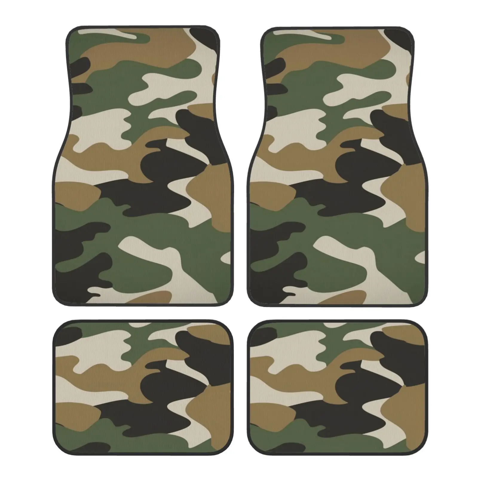 

4pcs Camouflage Style Crystal Velvet Printed Car Mats, Easy To Clean Moisture-Absorbing Polyester, Machine Washable, Suitable Fo