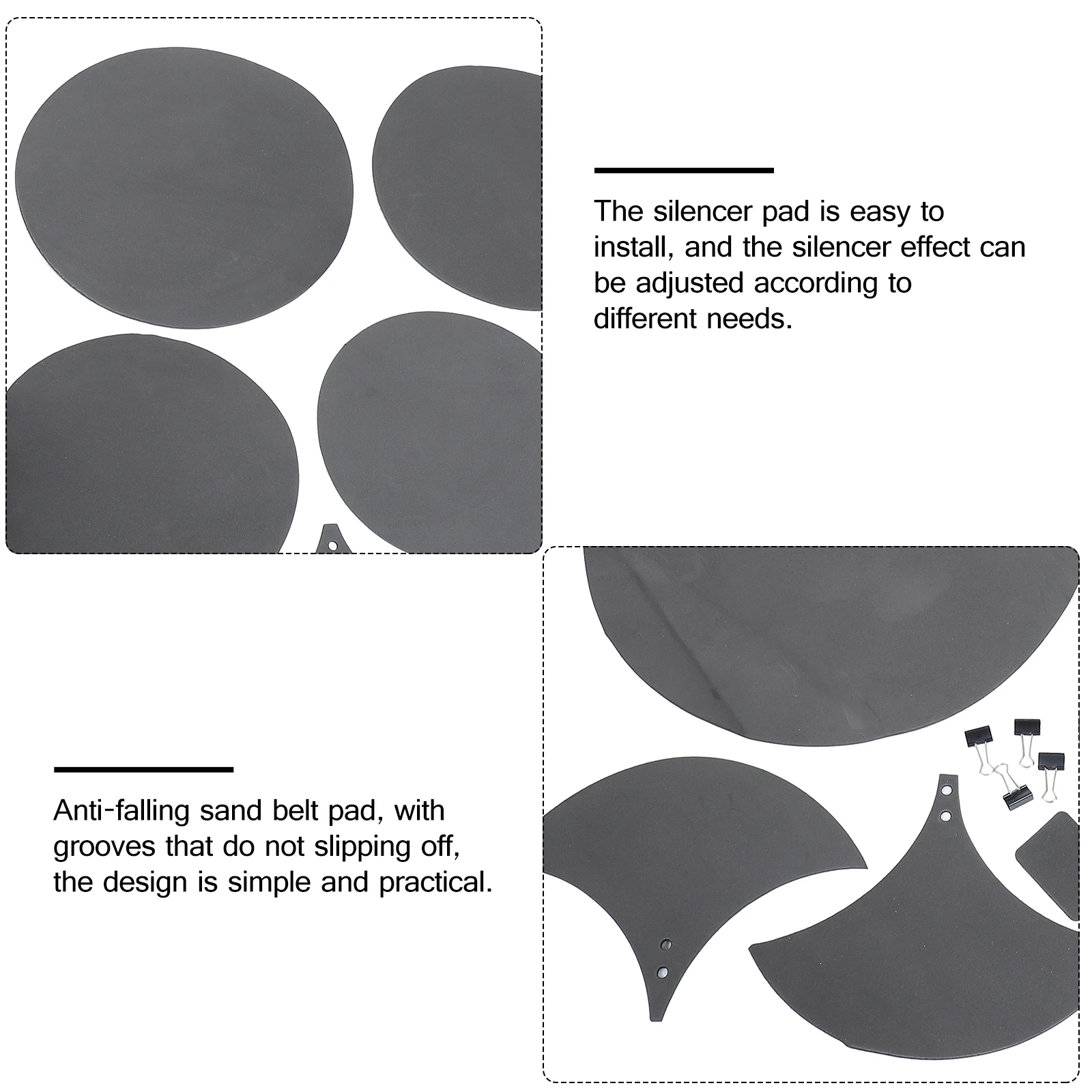 

14pcs Drum Silencers Kit Standard Thickness Anti-Slip Groove Design Adjustable Cymbal Pad Durable Drum Accessories Black