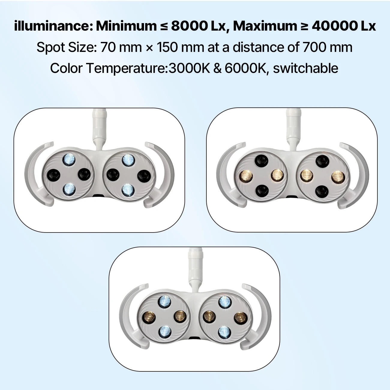 Premium LED Dental Light Eight Bulbs Dual-color Oral Lamp For Dental Chair Unit with Size Adapter Ring Dentistry Equipment