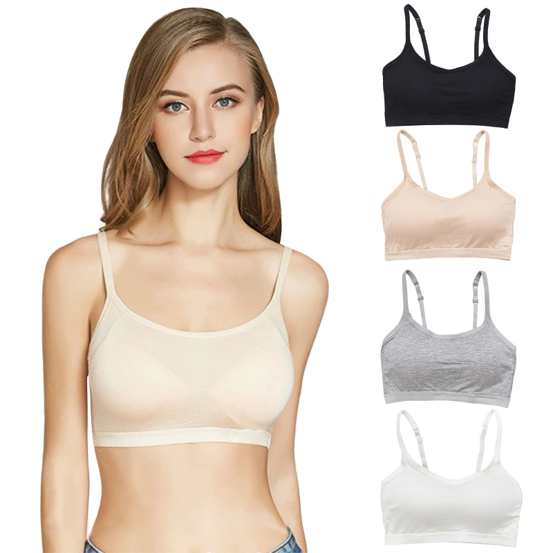 4PCS Set Women Seamless Bra Comfort Wireless Girls Comfortable Wirefree Spaghetti Strap Breathable Active Bra