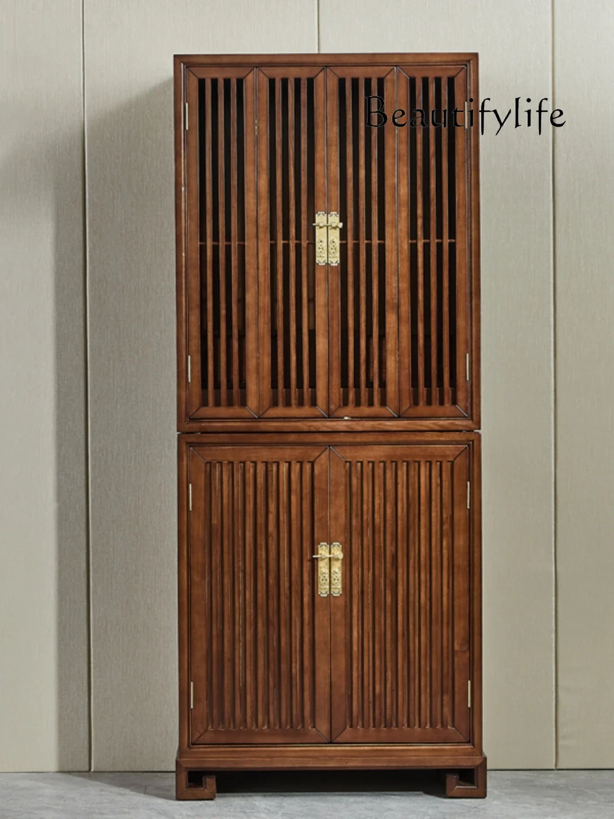 New Chinese Style Solid Wood Shrine with Door Home Standing Avalokitesvara Buddha Cabinet God of Wealth Shrine Worship Cabinet