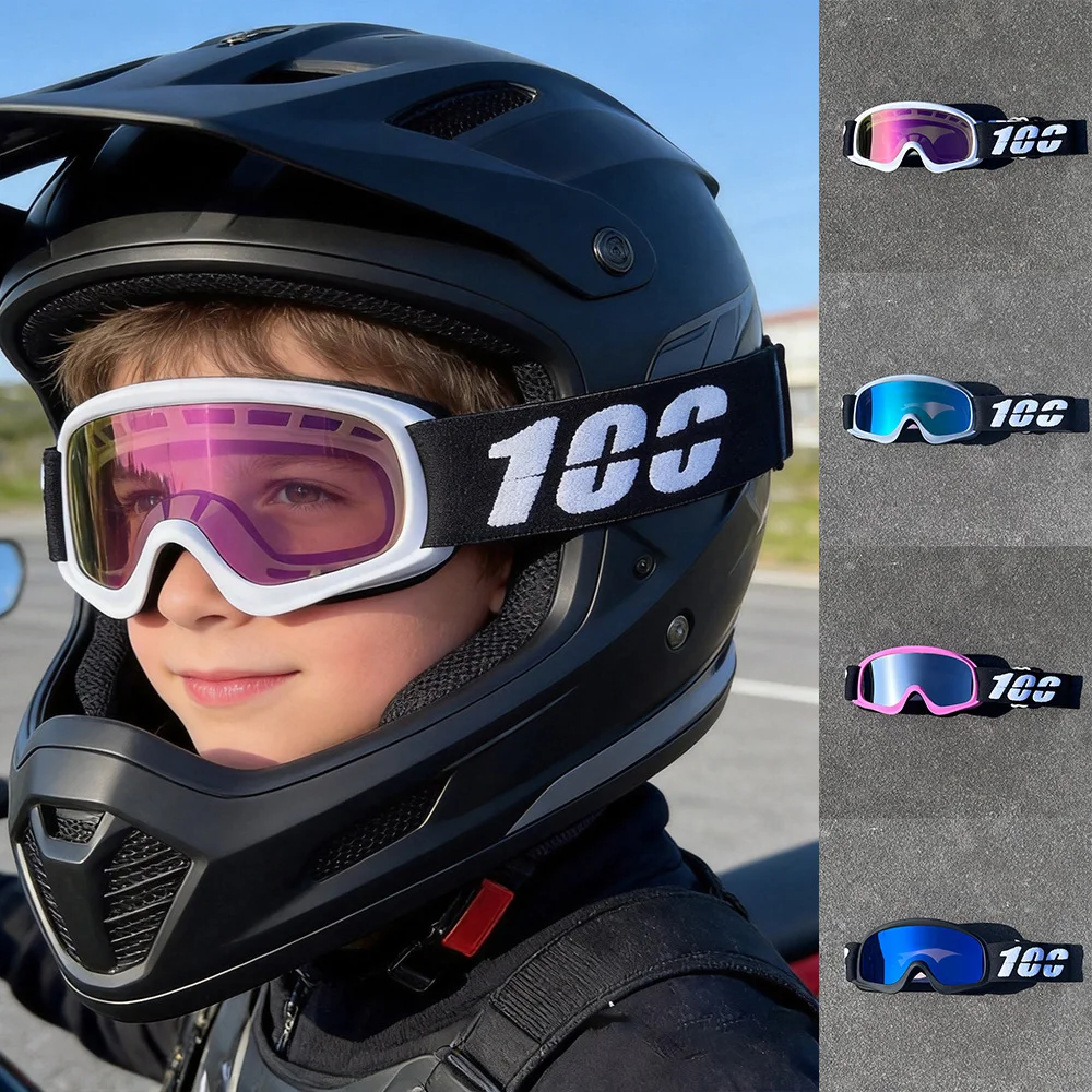 Children's bicycle glasses and motorcycle helmet glasses, suitable for skiing, skating, windproof, and children aged 3 to 12