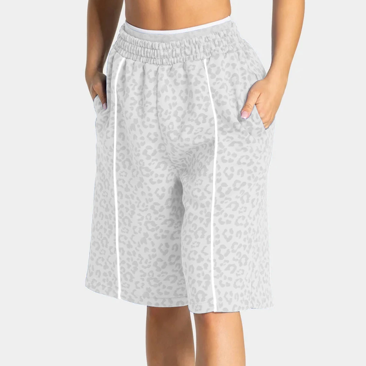 2026 Neueste Damen Yoga-Hose mit Leopardenmuster, 5 Zoll, locker geschnitten, weiche Sport- und Fitness-Caprihose