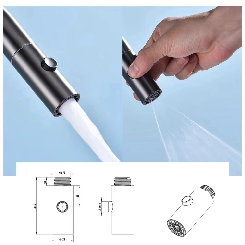 304 Stainless Metal Kitchen Sink Pull Out Aerator Sprayer Universal Plating Nozzle Basin Shower Head Water Saving Tap Filter