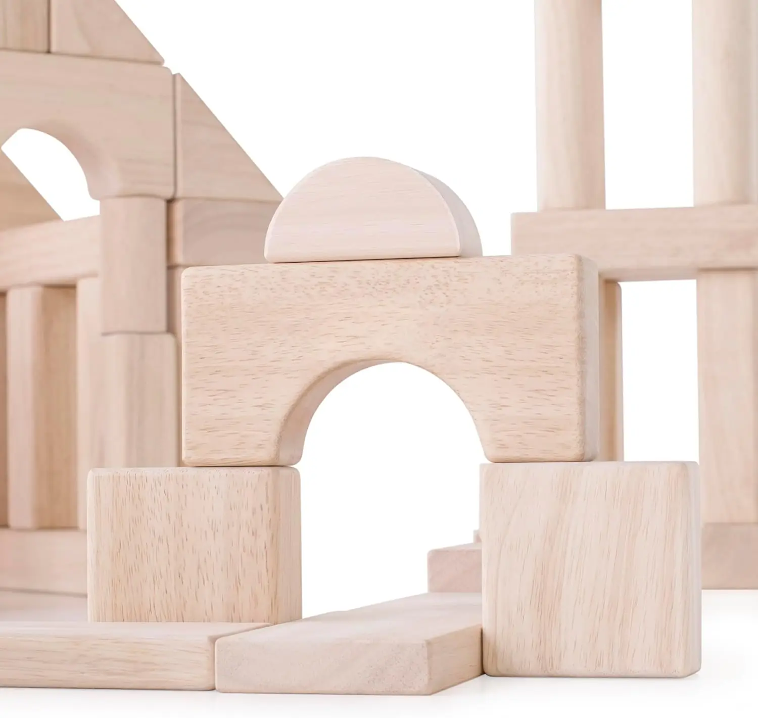 Juego de bloques de unidad D - Juego de 135 piezas: juguete de construcción creativo educativo STEM para niños pequeños, juego de construcción de bloques de madera