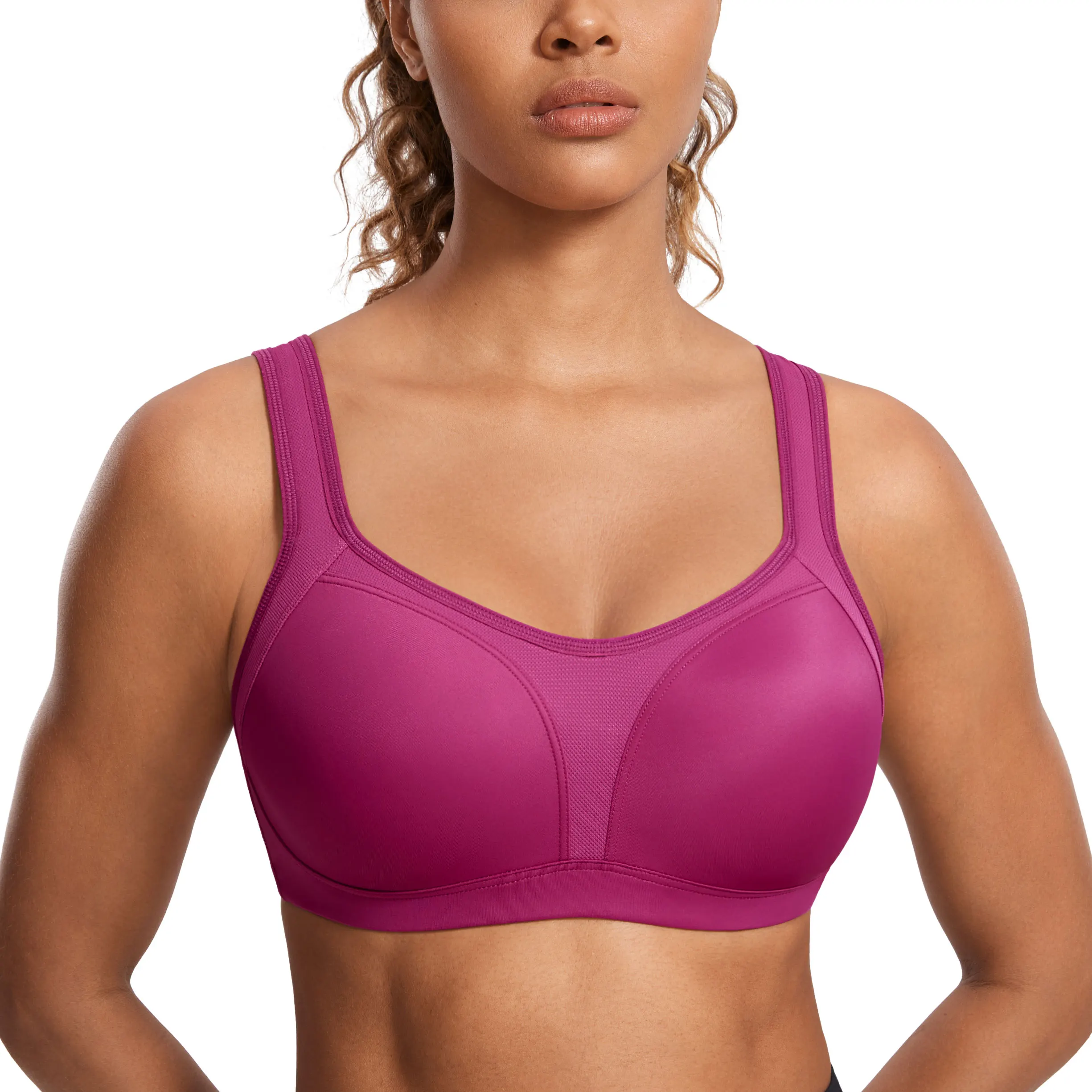 Sutiã esportivo de alto impacto racerback feminino suporte completo levemente alinhado underwire