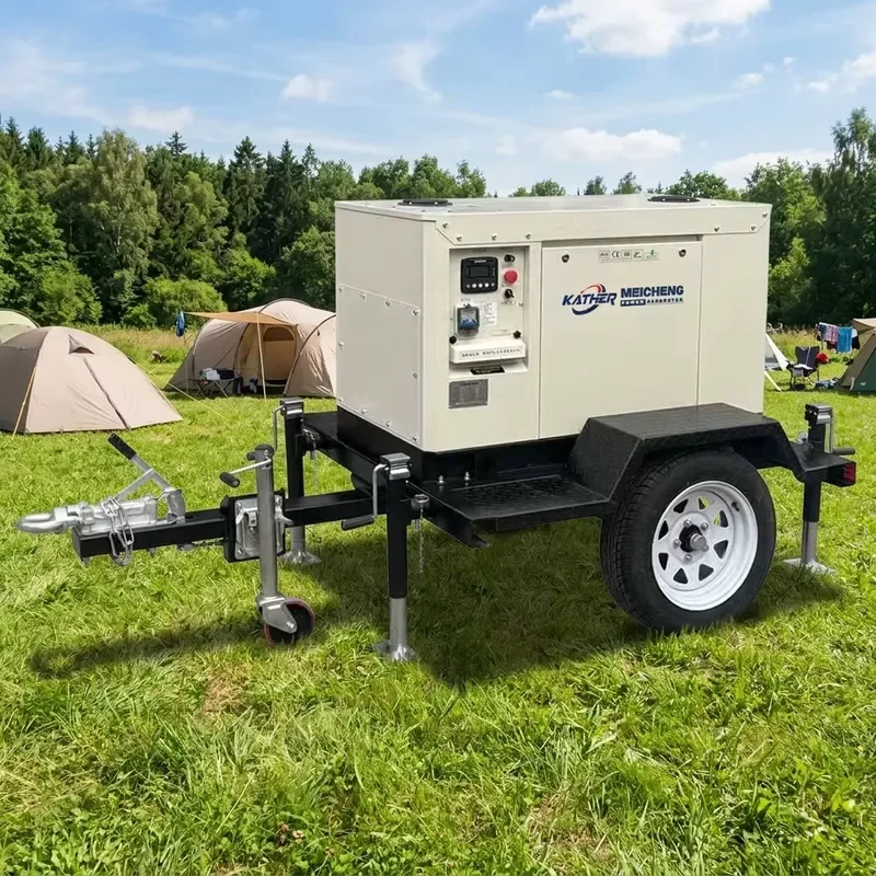 4 Stroke 5/8/10/12/15kVA Silent Generators Set With Trailer OEM ODM Soundproof Multi Fuel Petrol Generator