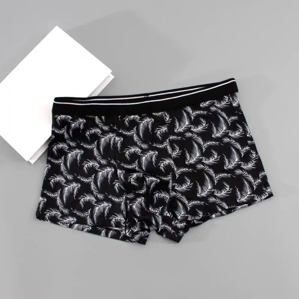 

4PCS Breathable Stripe Letter Men's Flat Panties Large Size Seamless Boxer Shorts Male Low Waist Underpants Mens Underwear Male