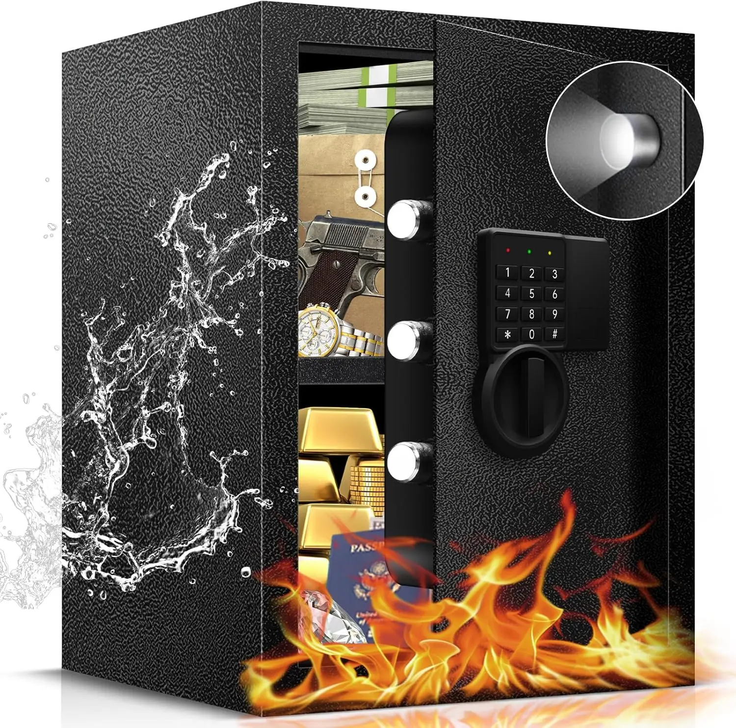 2.2 Cu Ft Safe Box For Home Documents -Steel Electronic Digital Safety Box for Office Money Jewelry Valuables, Personal Security