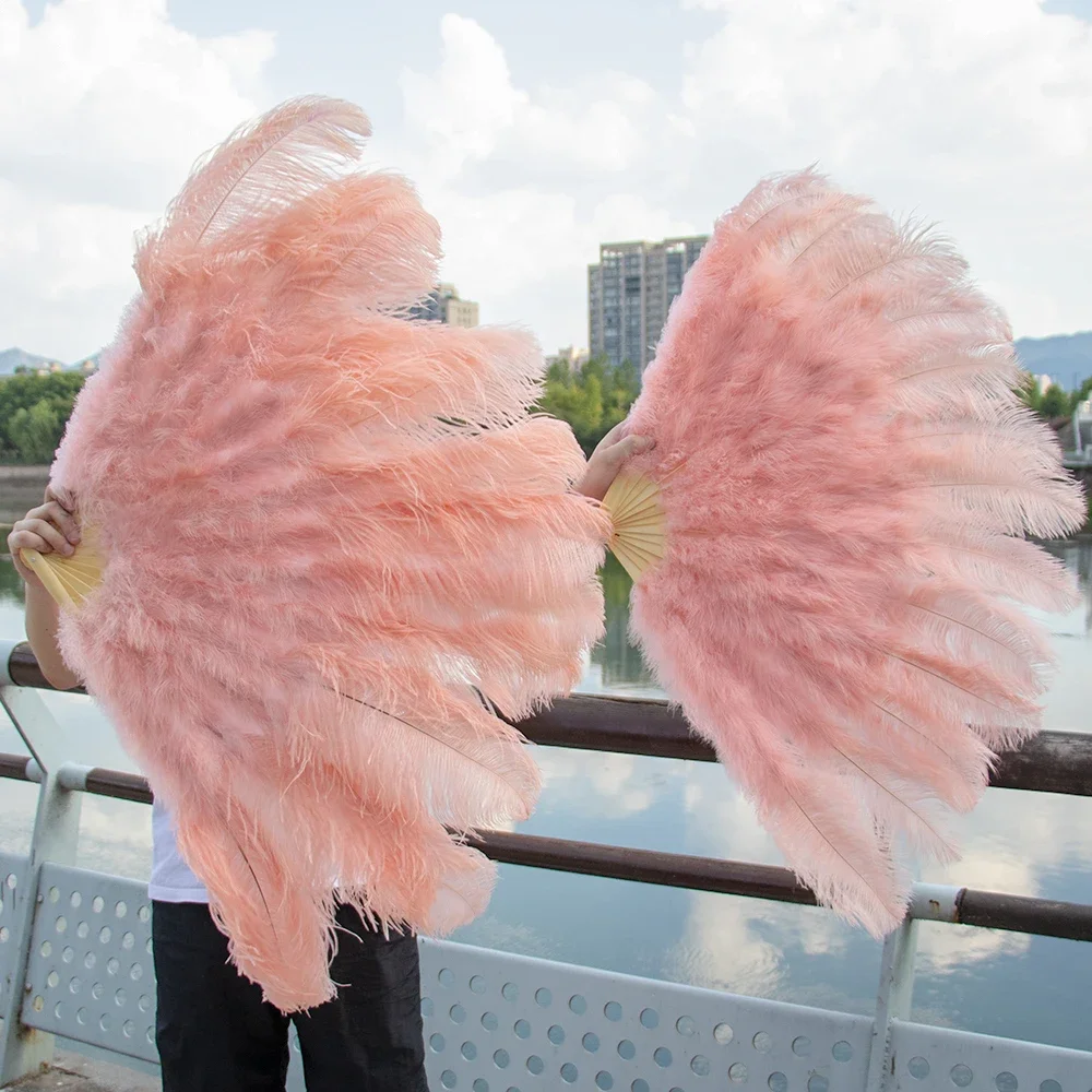 

130CM Ostrich Feather Fan for Photography Stage Performance Dance Folding Fan Wedding Party Decor Costume Decoration Accessories