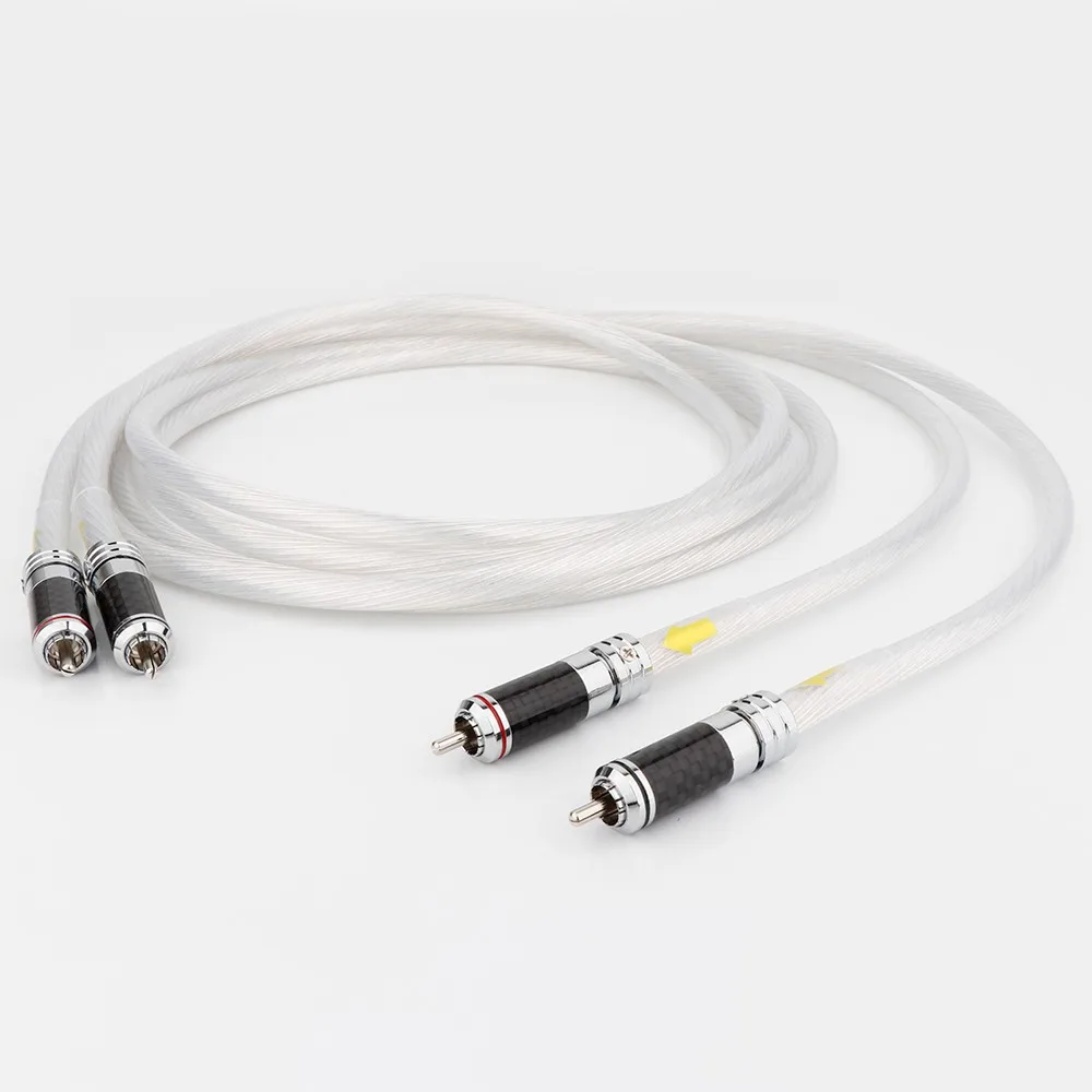 

X420 Preffair Высококачественный HiFi Audio 7N OCC посеребренный сигнальный кабель RCA с родиевым покрытием из углеродного волокна RCA-разъем для AMP