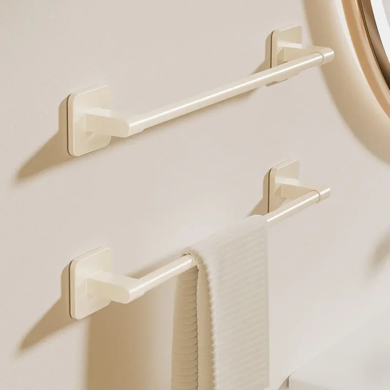 

Cream Style Towel Rack Bathroom Non Perforated Storage Rack Bathroom Hanging Rack Bathroom Single Pole Towel Pole