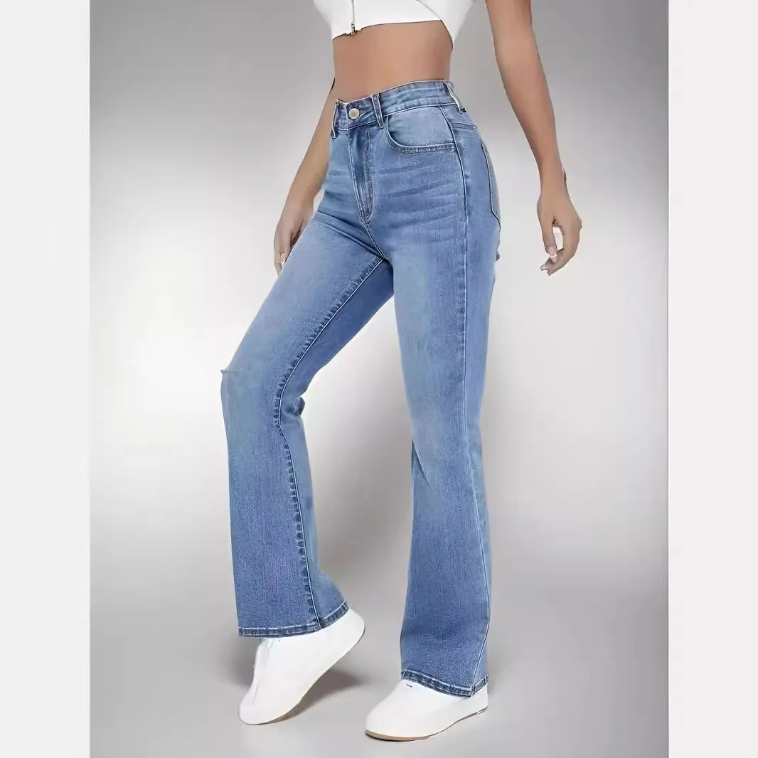 Denim Pant Women Jeans Long Pants Slim Fit High Waist Casual Straight Trousers Y2k Streetwear Elegant Mom Jeans Work 2025
