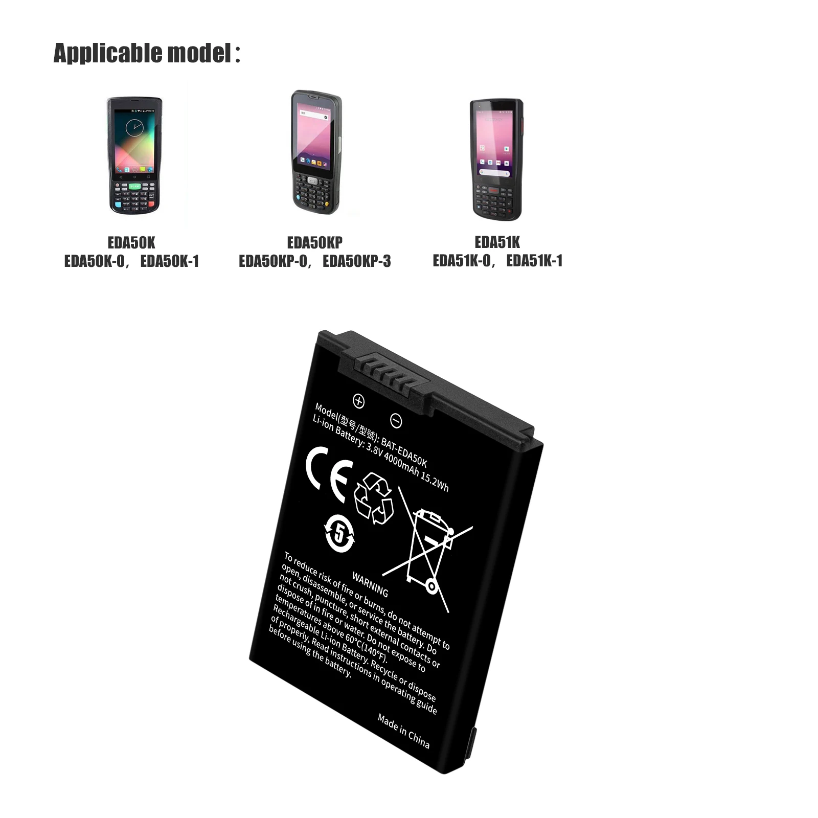 Bar Code Scanning Collector Battery For ScanPal EDA50K BAT-EDA50K-1 EDA51K EDA51K-0  EDA50KP BAT-EDA50K 50176083-001