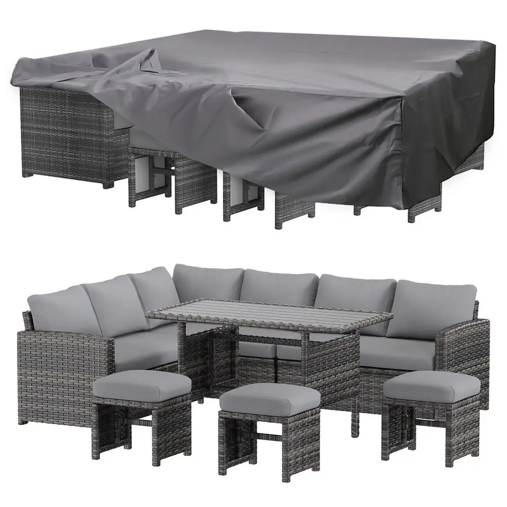 

7 Pieces Patio Furniture Set with Waterproof Cover, Outdoor Sectional Sofa Conversation Set, All Weather Wicker Rattan Dining T
