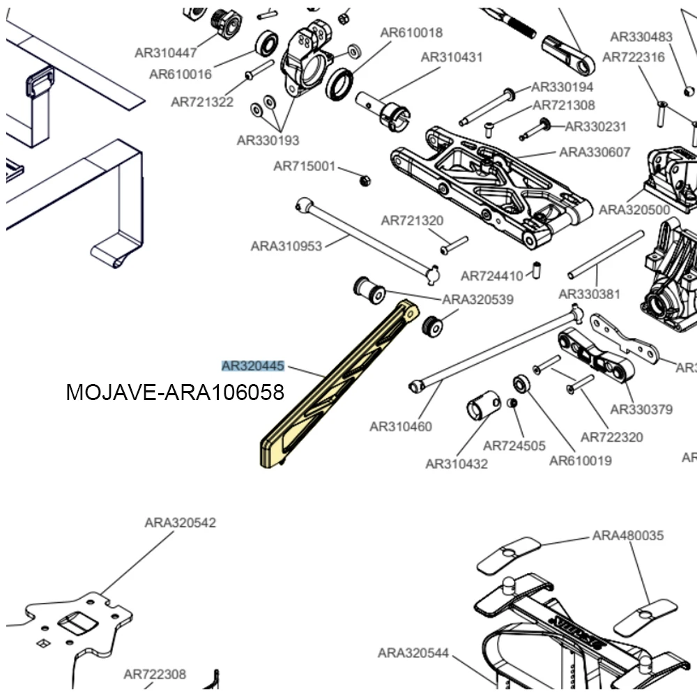 ใหม่ Enron 6061อลูมิเนียมด้านหน้า/หลังพวงมาลัยรองรับคันรั้งแชสซี AR320445สำหรับ RC arrma 1/7 mojave 1/8 talion BLX