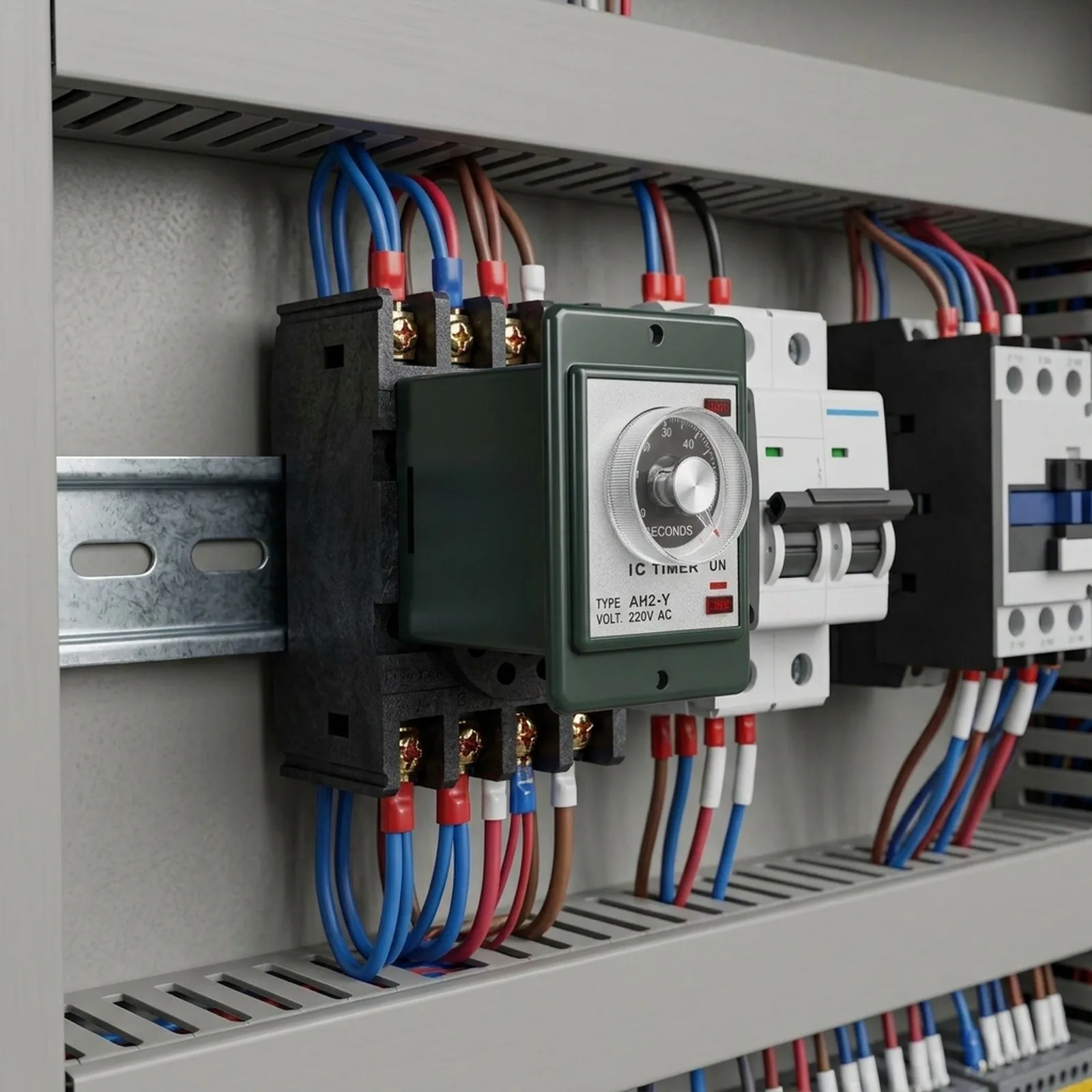 for Time Relay 060 Seconds Power On Delay Timer with Socket Base Model AH2Y AC 220V 8 Pin DIN Rail Mount for Electrical Control