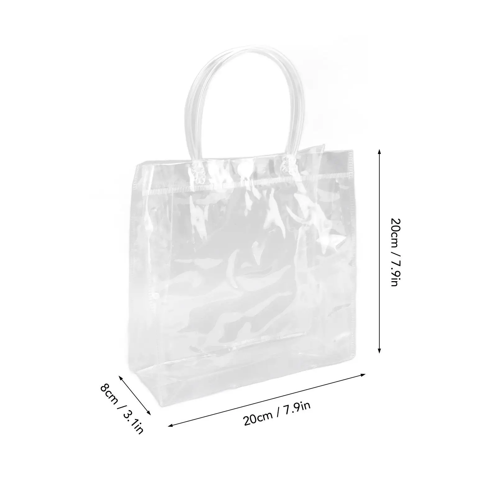 30Pcs Clear PVC Gift Bags with Handles - Reusable Plastic Tote for Retail for shopping , Goodies & Boutique Packaging