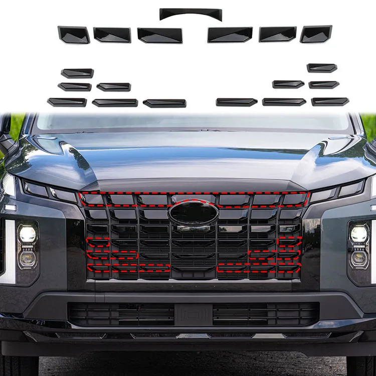 Copertura griglia paraurti anteriore nera per Hyundai Palisade 2023 - Accessorio rivestimento esterno