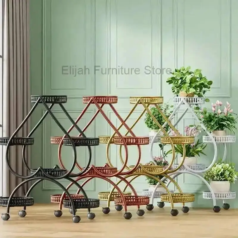 

Movable Designer Flower Flower Rack Living Room Rack Balcony Aesthetics Simple Plant Display Shelf Plantenrek Home Furniture