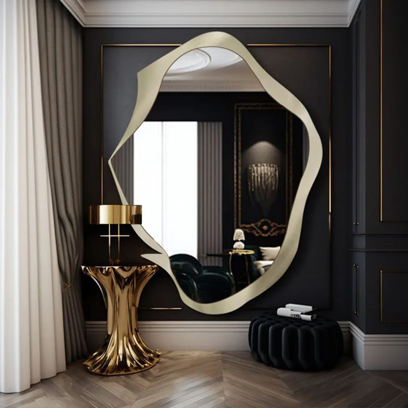 French special-shaped wall-mounted full-length mirror irregular full-length mirror art creative decorative mirror
